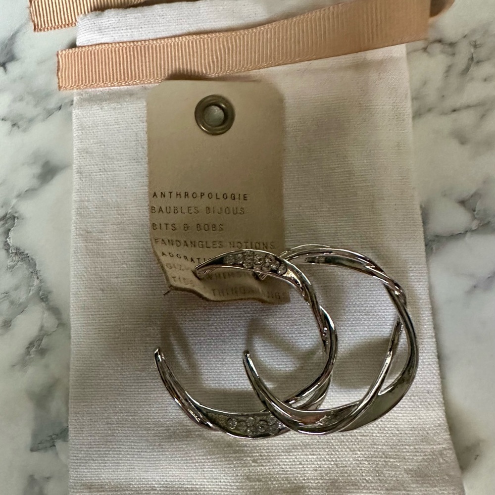 Anthropologie Twisted Silver Earrings